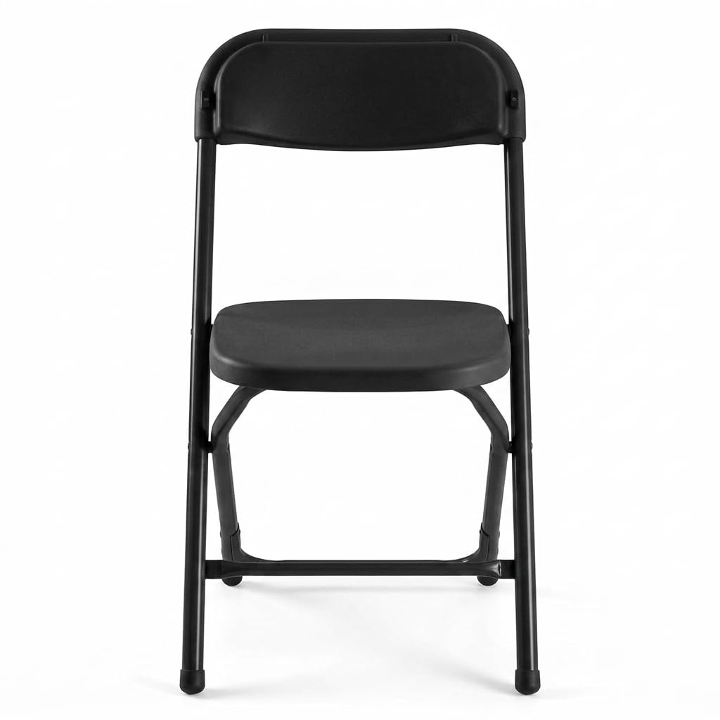 Folding Chairs Set of 10, 330lbs Heavy Duty Plastic Stackable Chairs, Portable Foldable Indoor Outdoor Chairs for Party, Camping, Patio & Events, Black Q2751