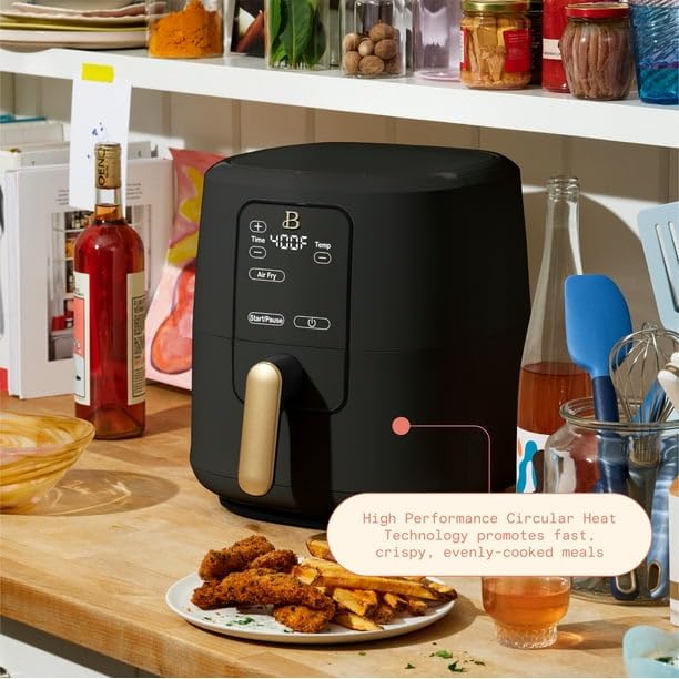 6 Qt Air Fryer with Touch-Activated Display, Black U18947