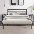 14 Inch Queen Size Black Metal Platform Bed with Spindle Headboard I770806