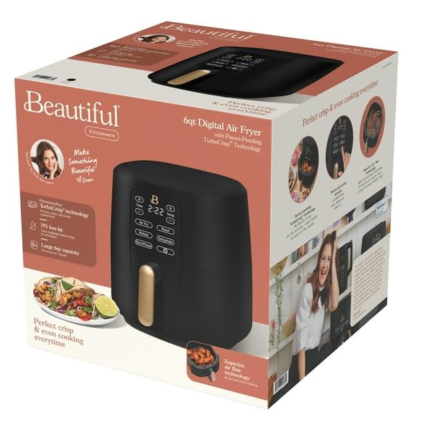 6 Qt Air Fryer with Touch-Activated Display, Black U18947