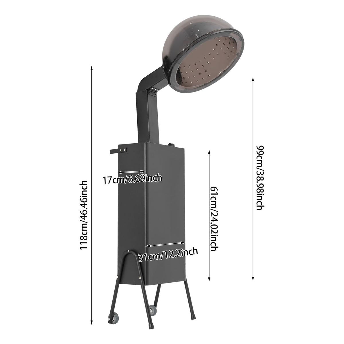 Black 1200w Hooded Hair Dryer with Timer D8708
