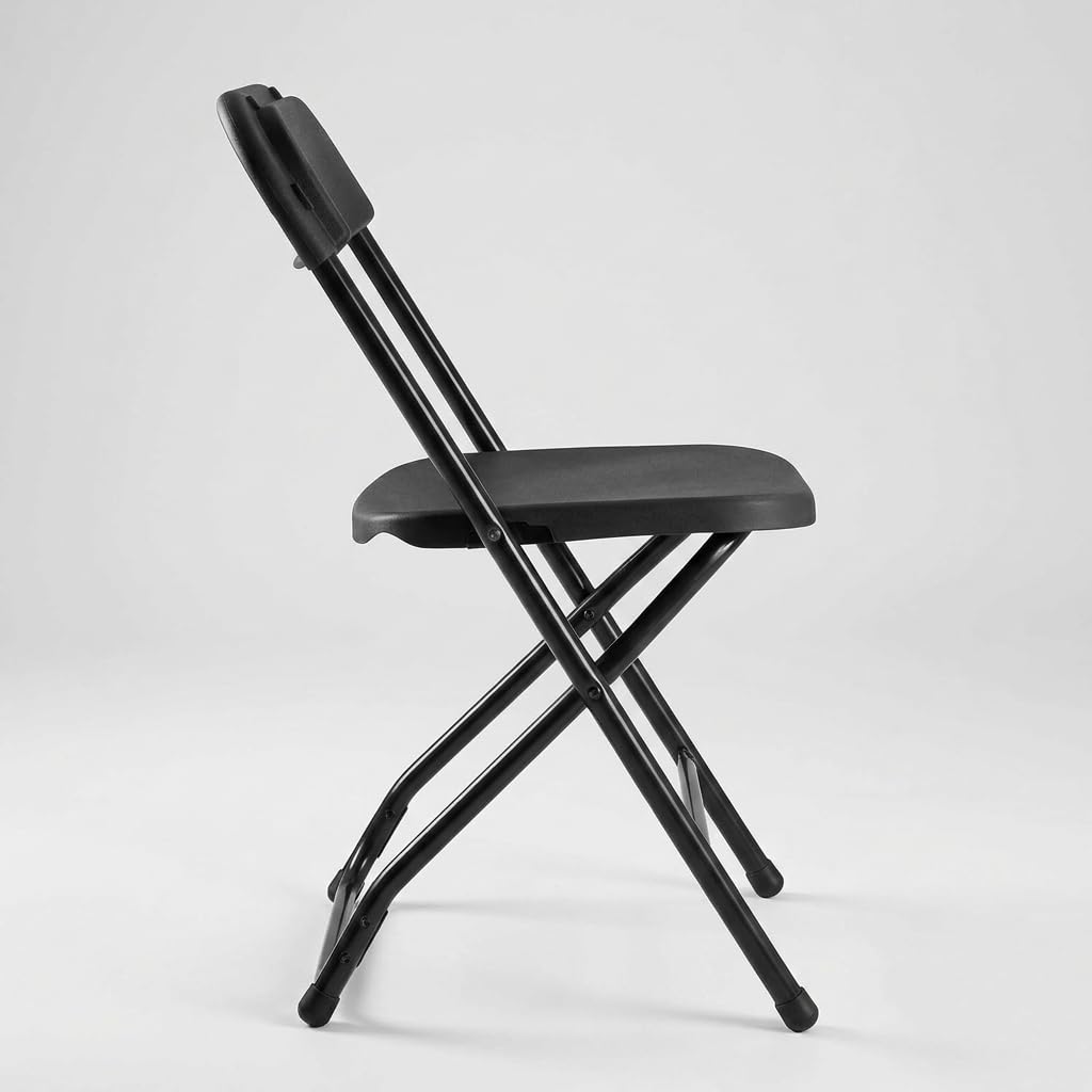 Folding Chairs Set of 10, 330lbs Heavy Duty Plastic Stackable Chairs, Portable Foldable Indoor Outdoor Chairs for Party, Camping, Patio & Events, Black Q2751