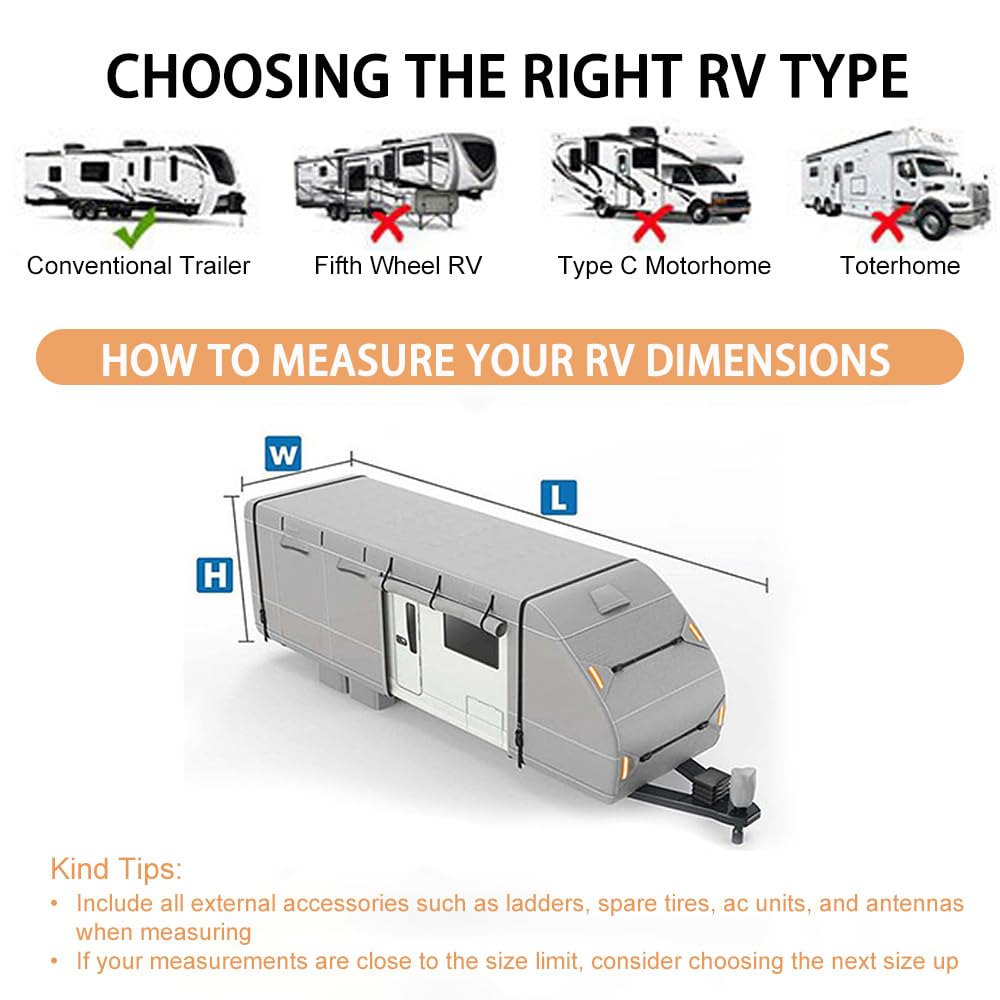 420D Waterproof Travel Trailer Cover with Adjustable Straps L536106