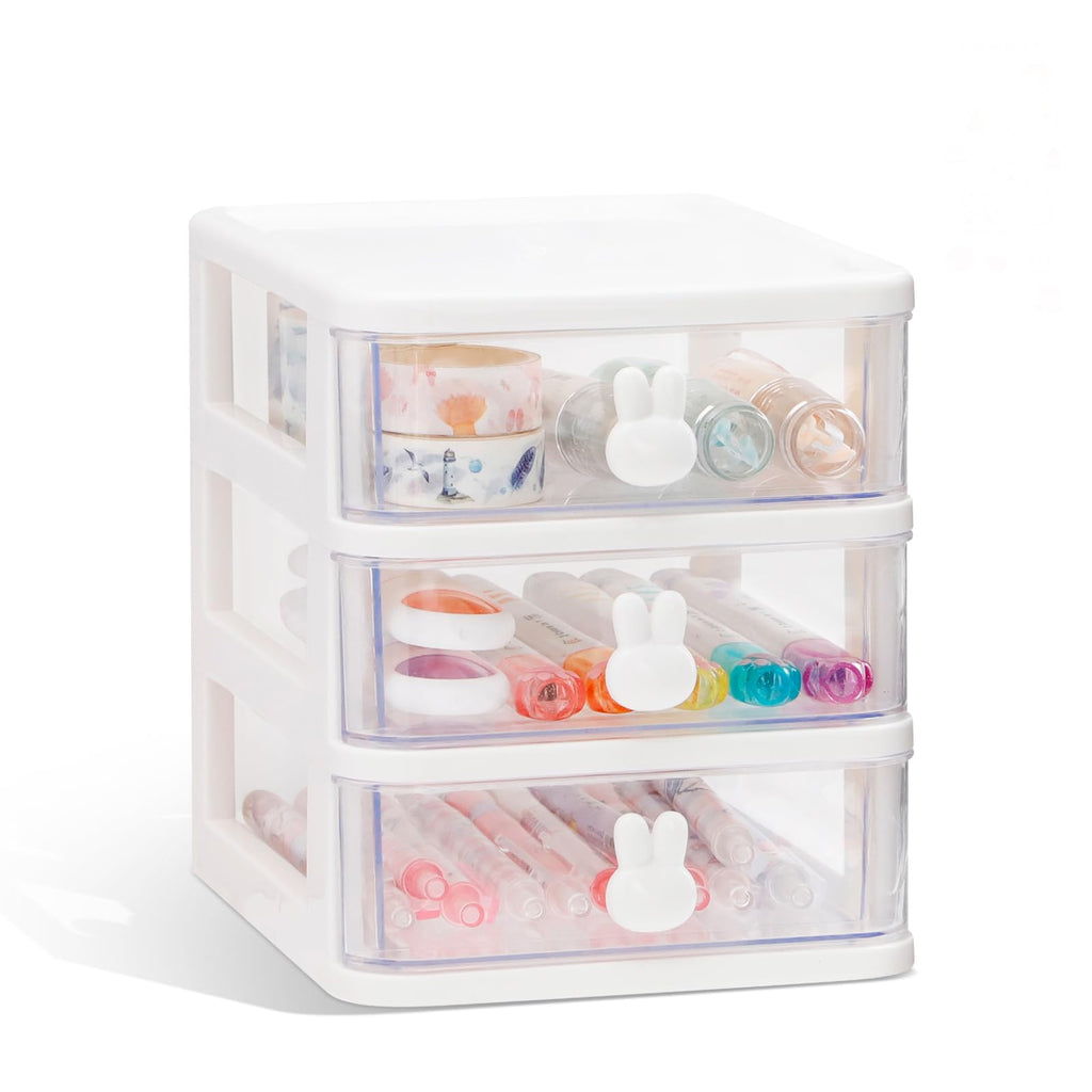 White 3 Tier Small Desk Organizer with Drawer U855