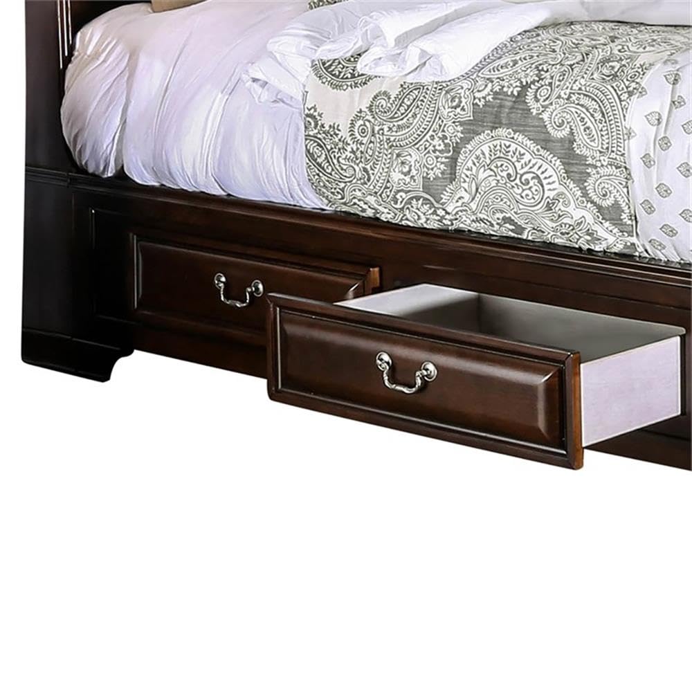Brown Cherry California King Storage Bed F89495