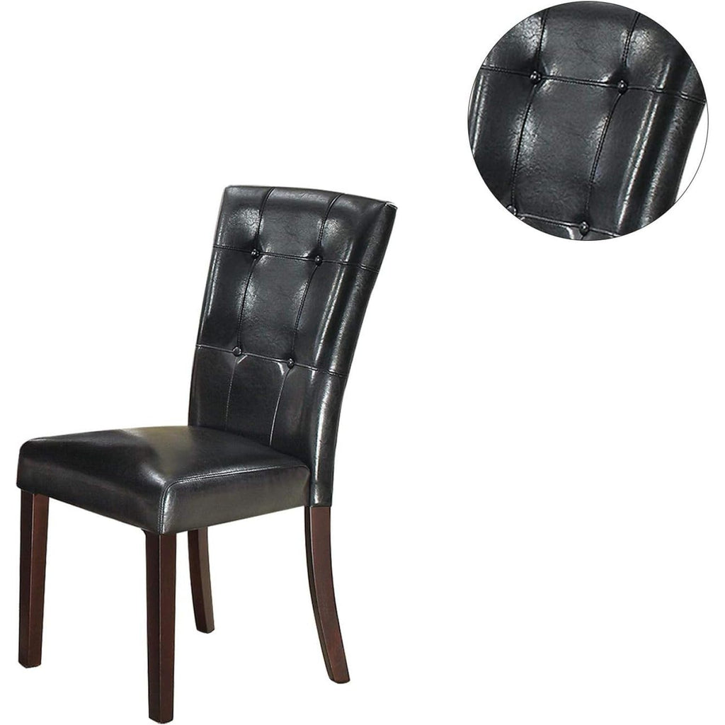 Black Faux Leather Tufted Parson Chairs Set of 2 V8786