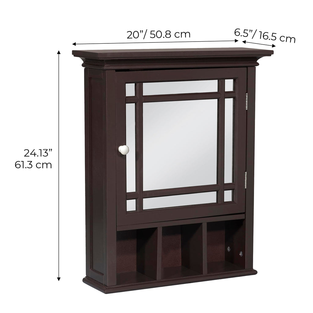 Espresso Wooden Over the Toilet Bathroom Medicine Cabinet with Mirror P541447