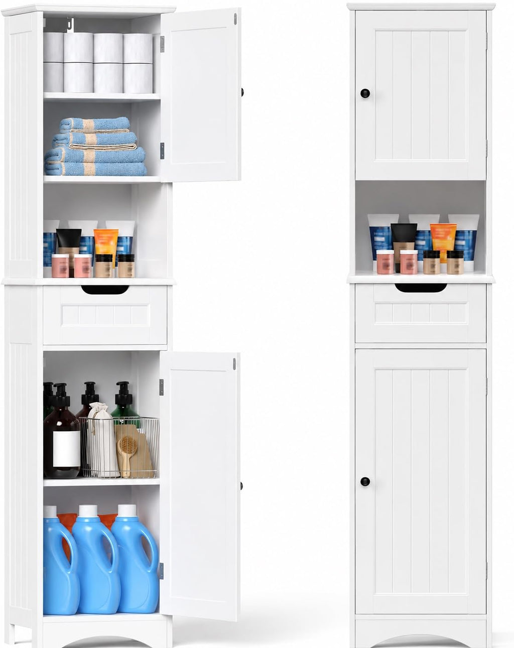 67” H Tall White Bathroom Storage Cabinet V221033