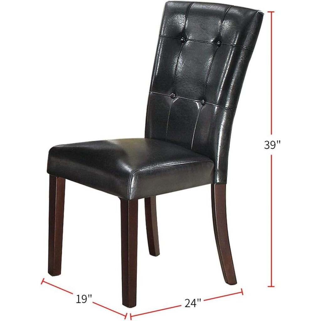 Black Faux Leather Tufted Parson Chairs Set of 2 V8786