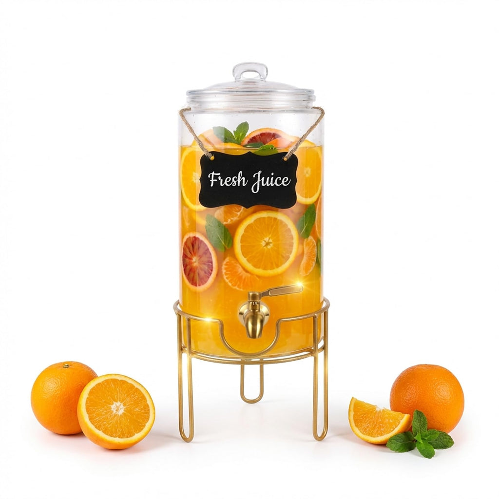 1 Gallon Glass Drink Dispenser with Stainless Steel Spigot C6738