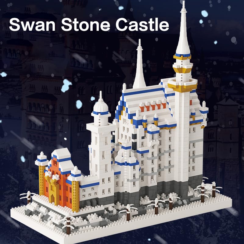 2801Pcs Swan Castle Architecture Micro Building Bricks Model Kit K68691