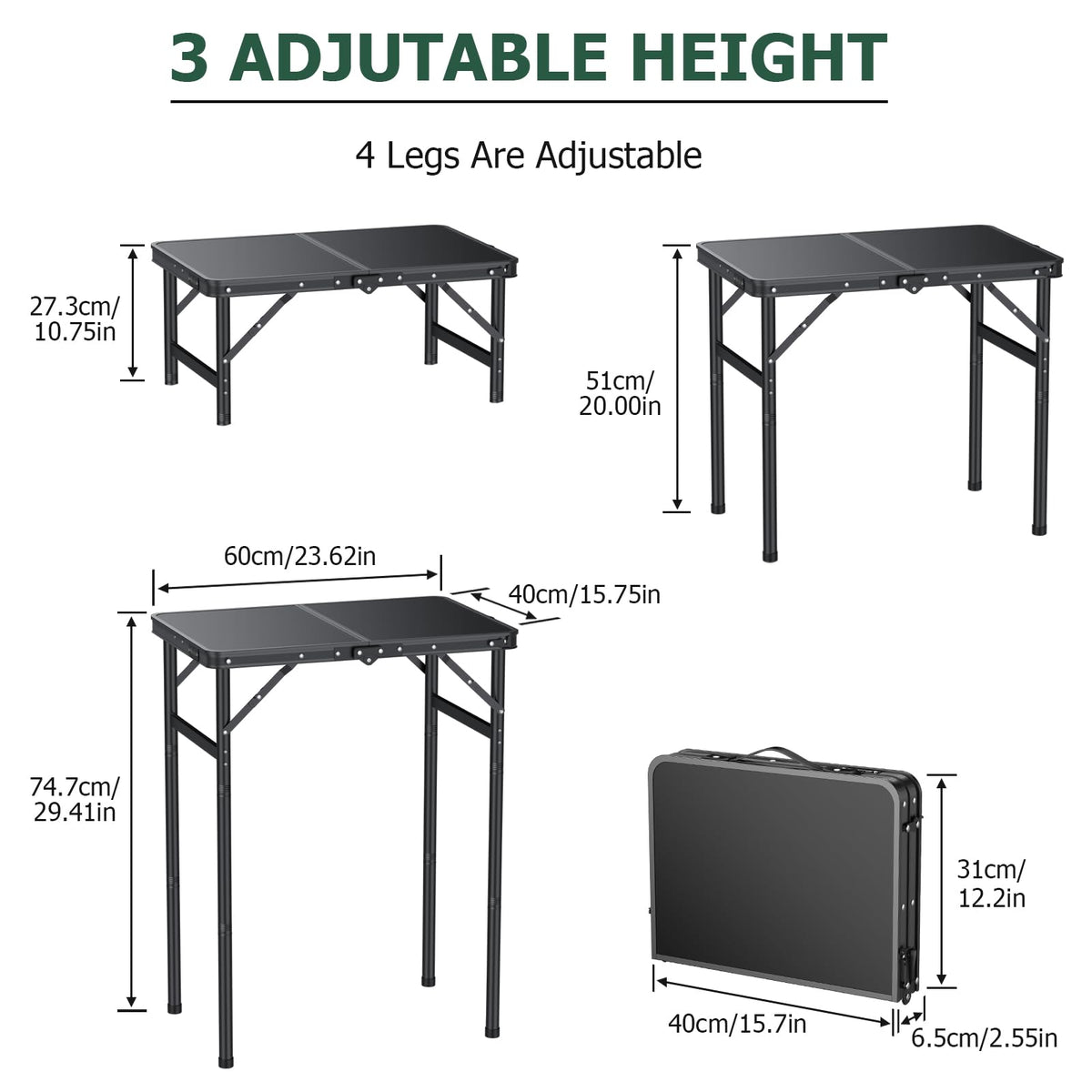 Folding Camping Table 3 Adjustable Height X15492