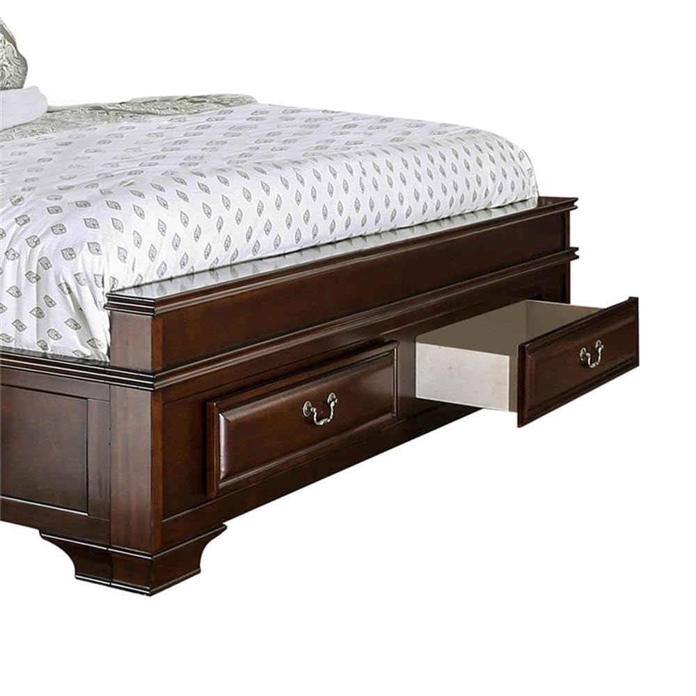 Brown Cherry California King Storage Bed F89495
