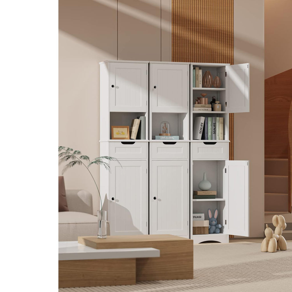 67” H Tall White Bathroom Storage Cabinet V221033