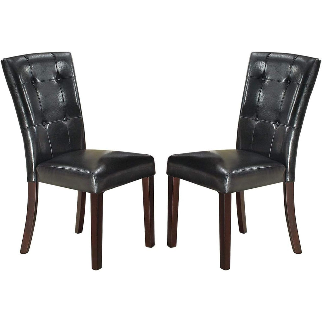 Black Faux Leather Tufted Parson Chairs Set of 2 V8786
