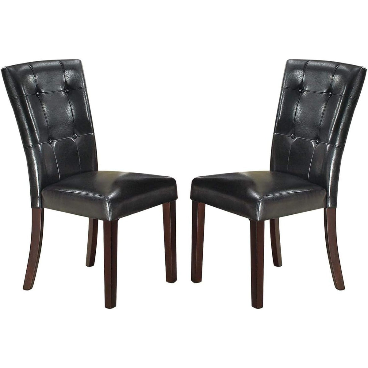 Black Faux Leather Tufted Parson Chairs Set of 2 V8786