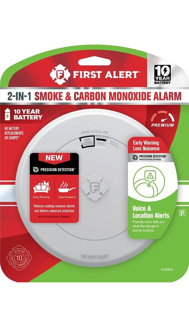 10 Year Battery-Powered Photoelectric Smoke and Carbon Monoxide Detector E882