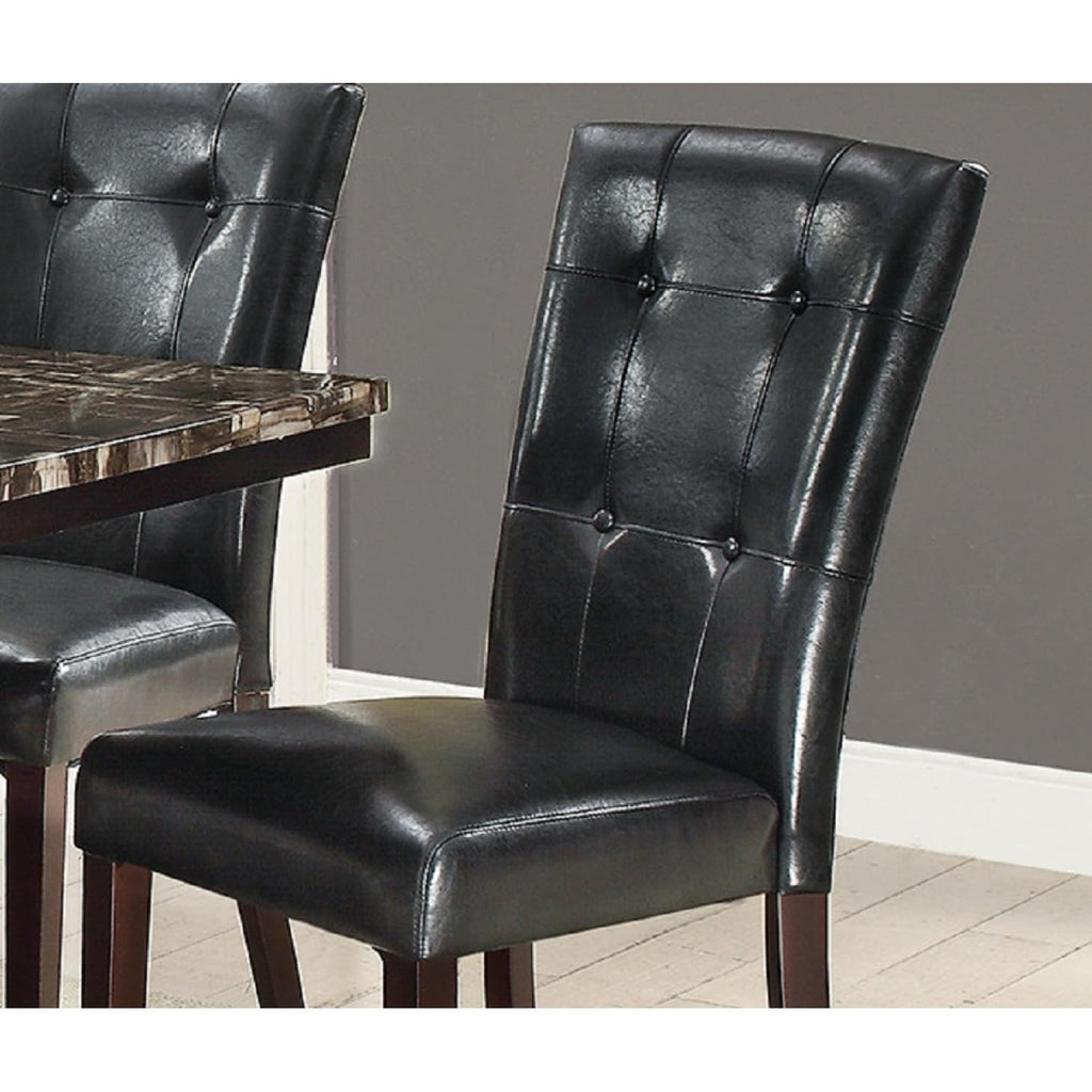 Black Faux Leather Tufted Parson Chairs Set of 2 V8786