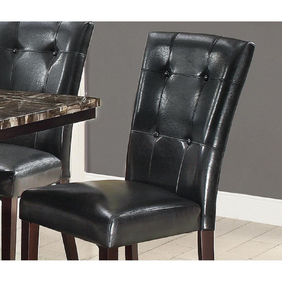 Black Faux Leather Tufted Parson Chairs Set of 2 V8786