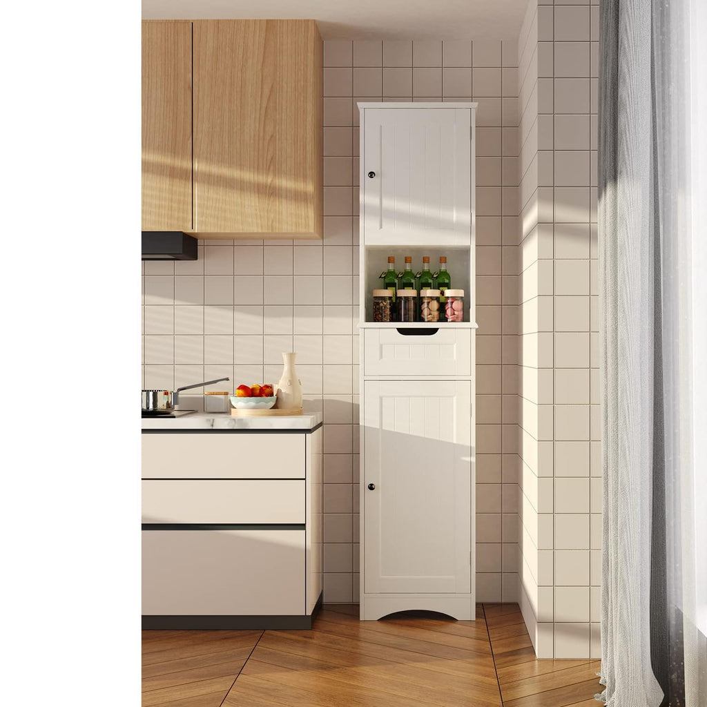 67” H Tall White Bathroom Storage Cabinet V221033