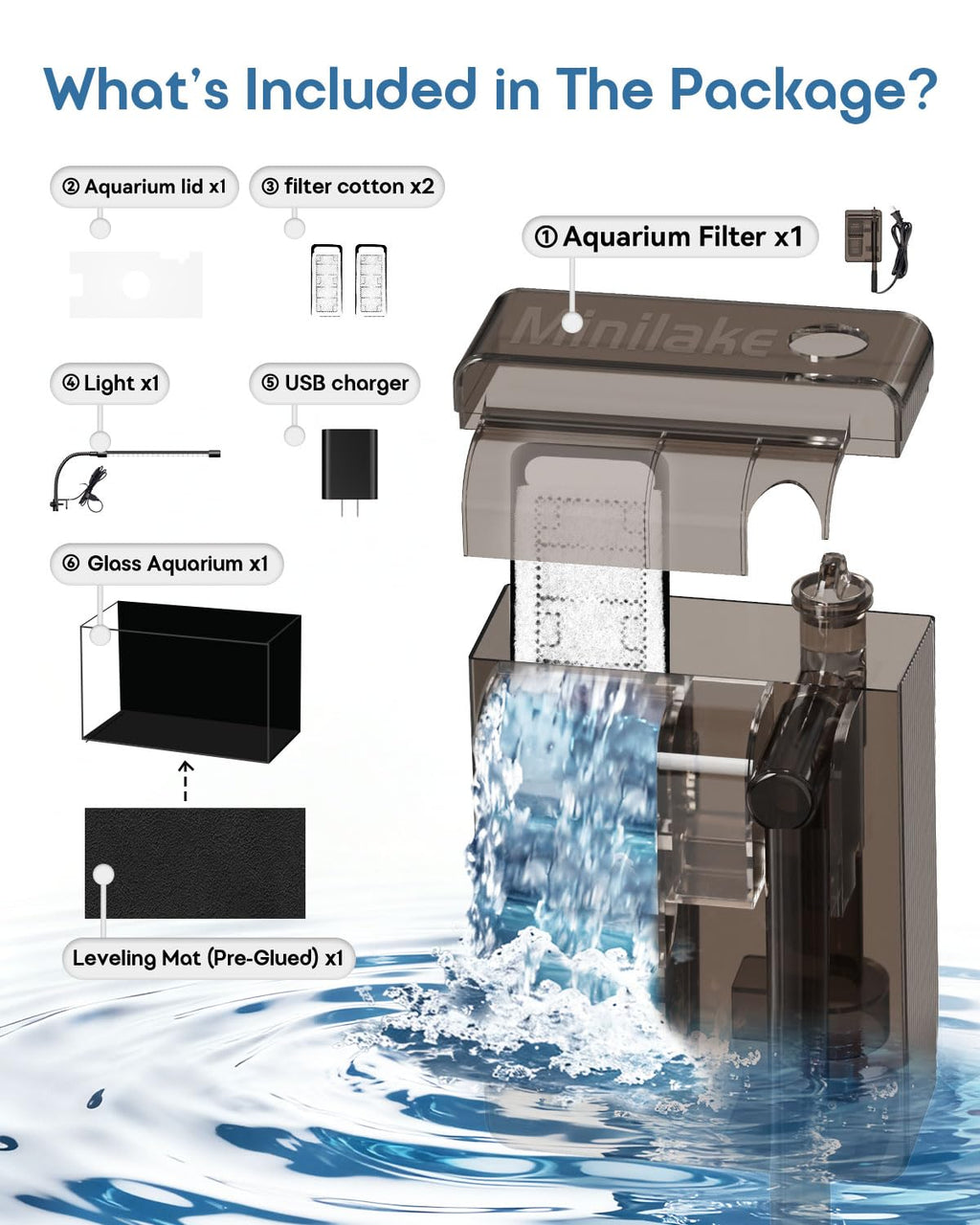 5 Gallon Rimless Glass Aquarium Starter Kit N526
