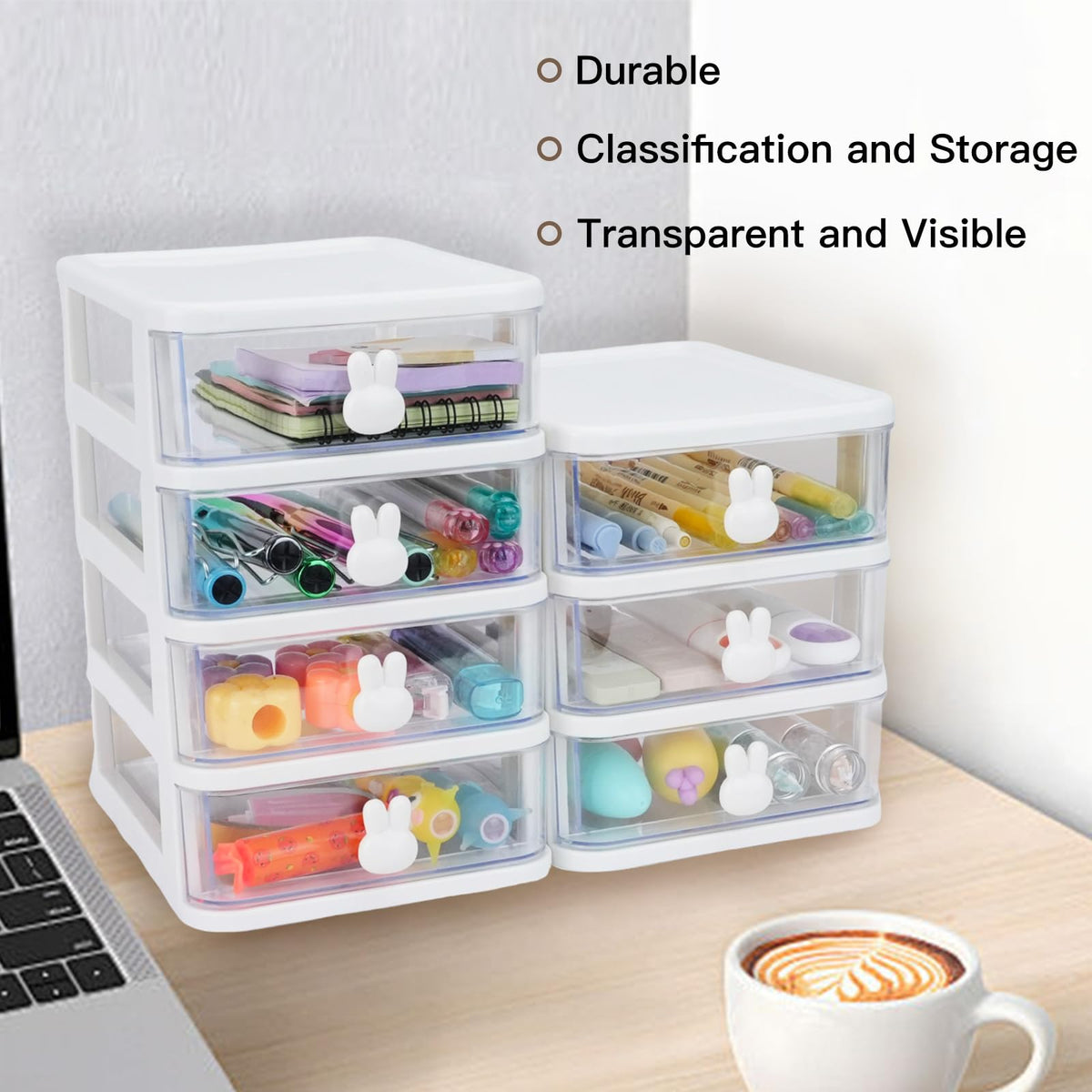 White 3 Tier Small Desk Organizer with Drawer U855