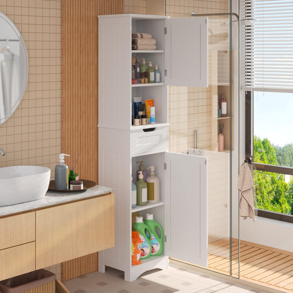 67” H Tall White Bathroom Storage Cabinet V221033