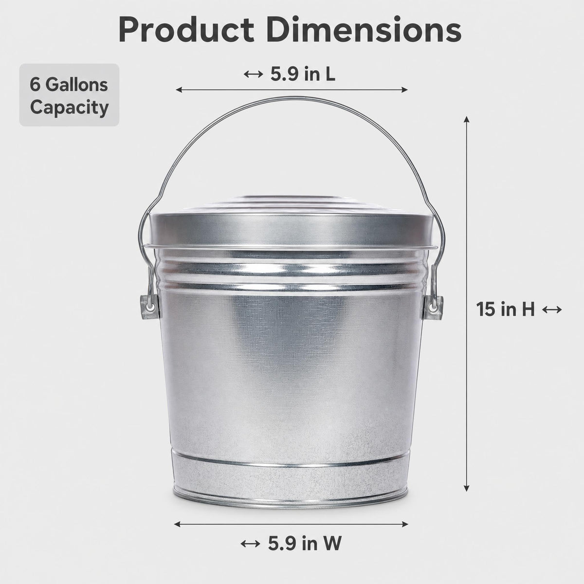 6-Gallon Galvanized Steel Utility Pail Y71405