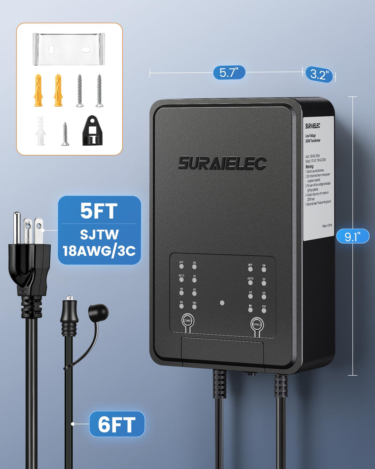200W Low Voltage Landscape Transformer with Timer G347