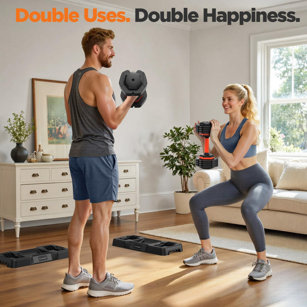Adjustable Dumbbell Set of 2 with Storage Box Q84274