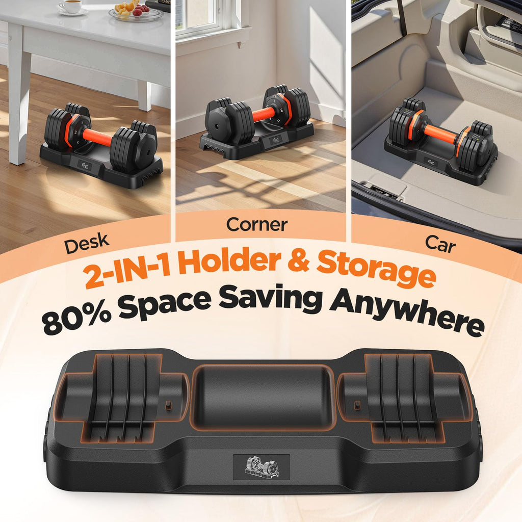 Adjustable Dumbbell Set of 2 with Storage Box Q84274