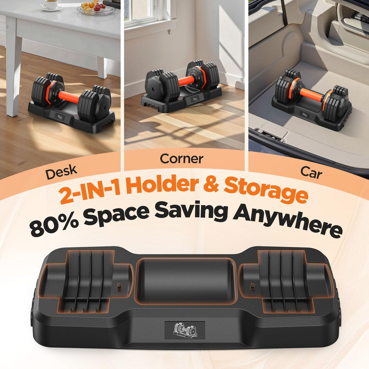 Adjustable Dumbbell Set of 2 with Storage Box Q84274