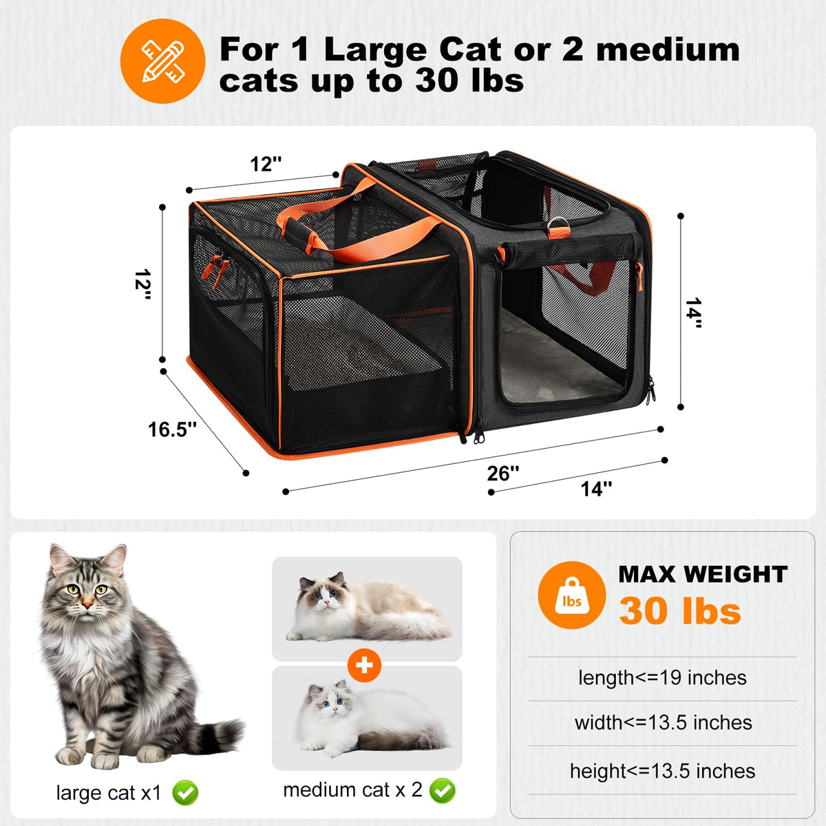 Expandable Large Cat Carrier R2599