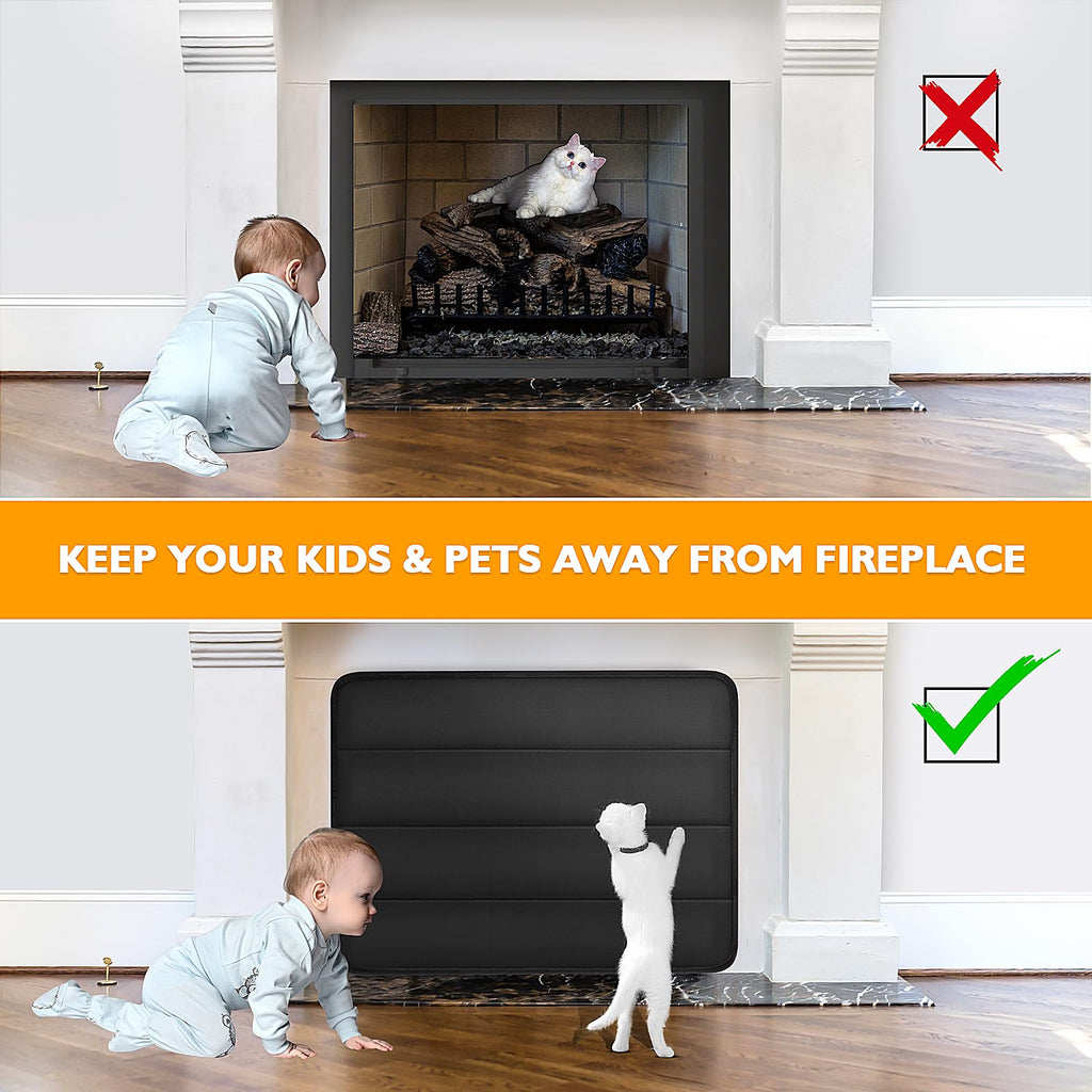 Black Magnetic Fireplace Cover W3825