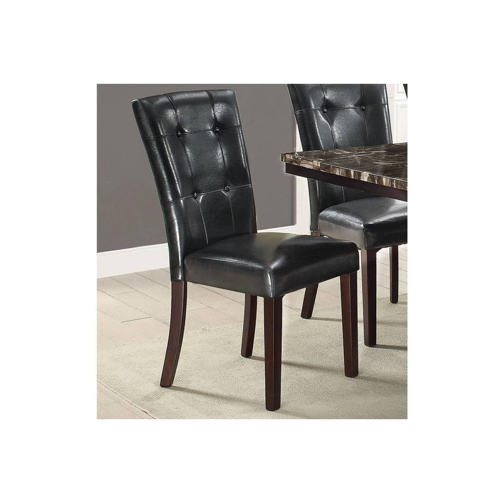 Black Faux Leather Tufted Parson Chairs Set of 2 V8786