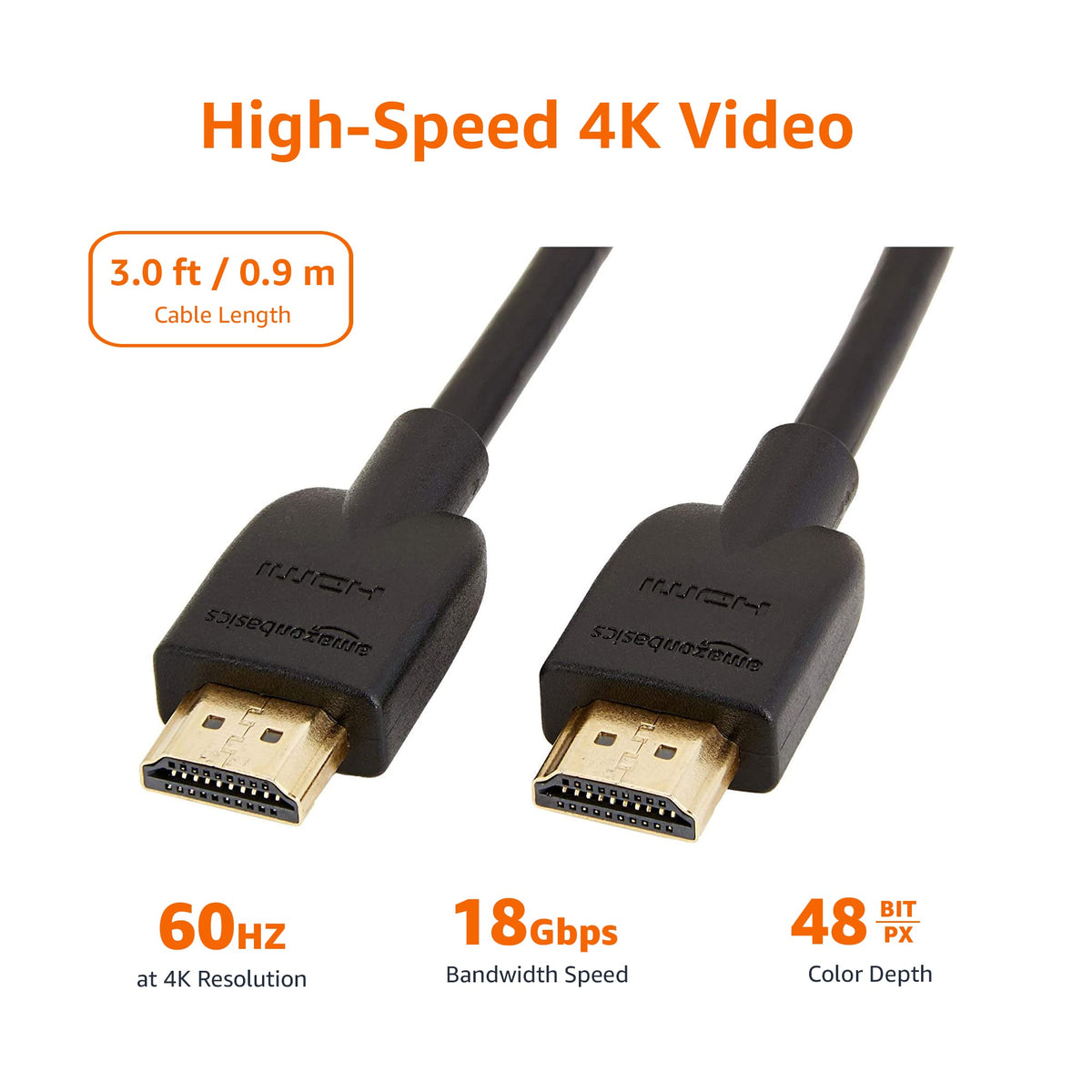 4K Ultra HD HDMI 2.0 Cable, 3 feet, Black O274282