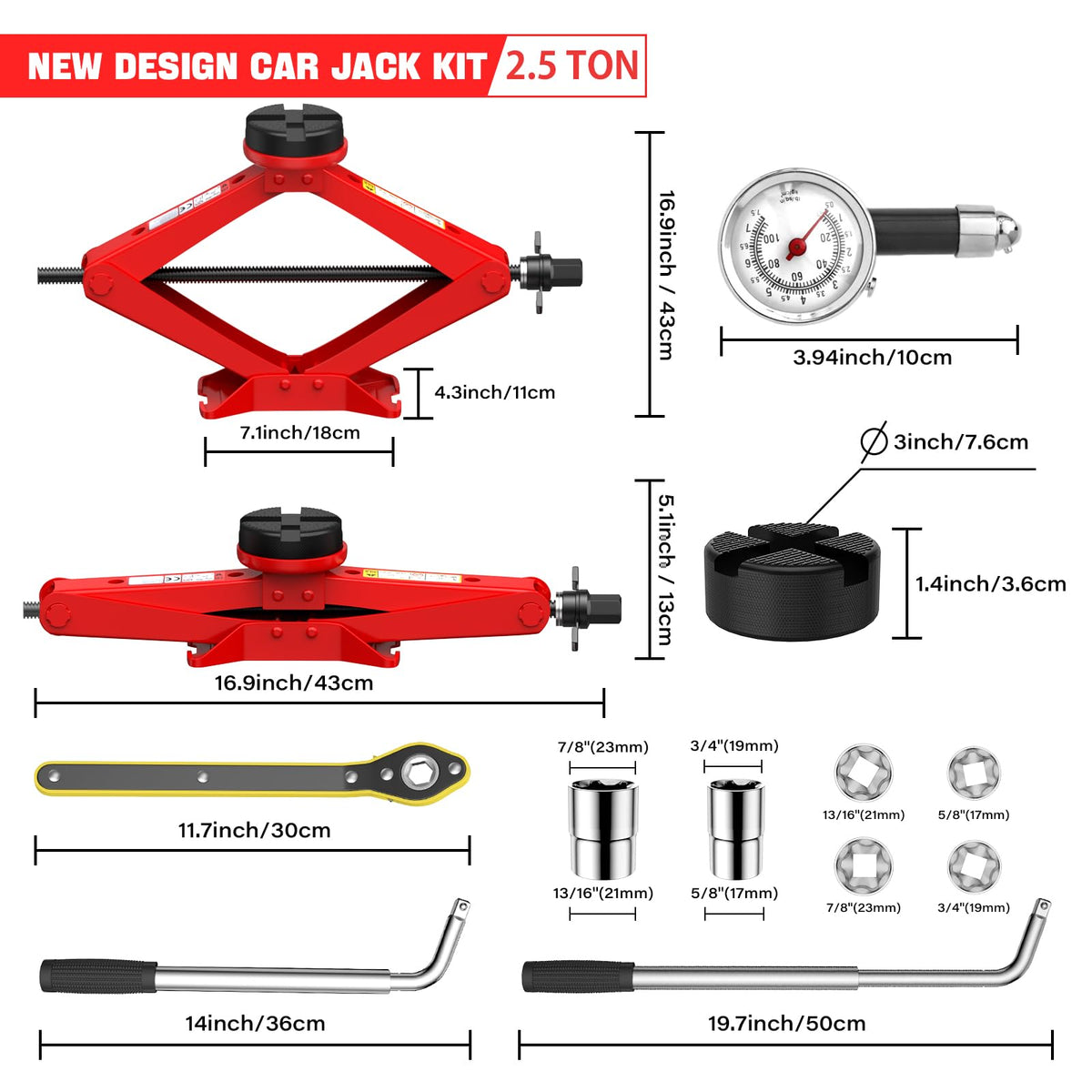 2.5 Ton Car Jack Kit with Lug Wrench O5686