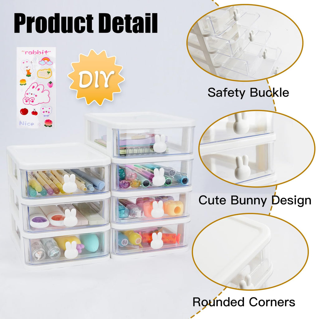 White 3 Tier Small Desk Organizer with Drawer U855