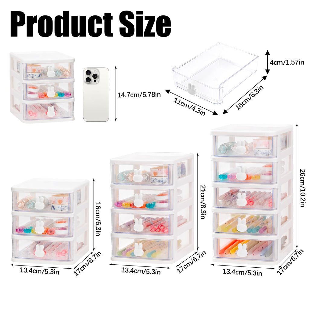 White 3 Tier Small Desk Organizer with Drawer U855