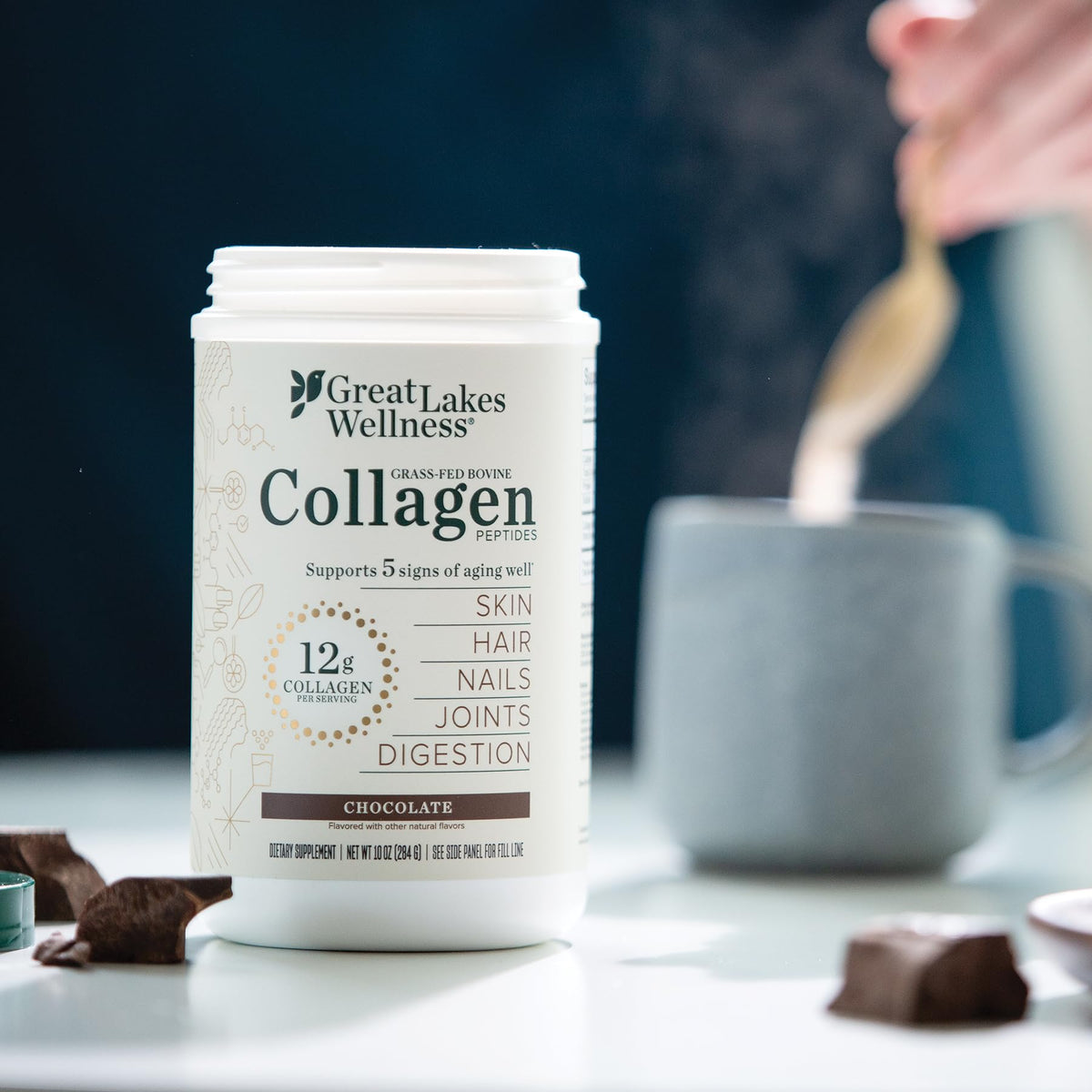 Collagen Peptides Powder, Chocolate, 10 oz F433922