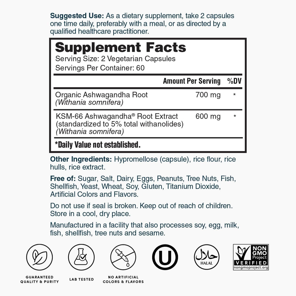 Extra Strength Organic Ashwagandha Root Extract 120 Ct T849