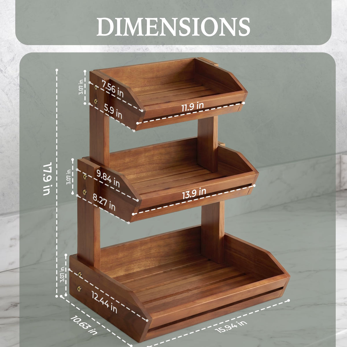 3 Tier Acacia Wood Fruit Basket M9994