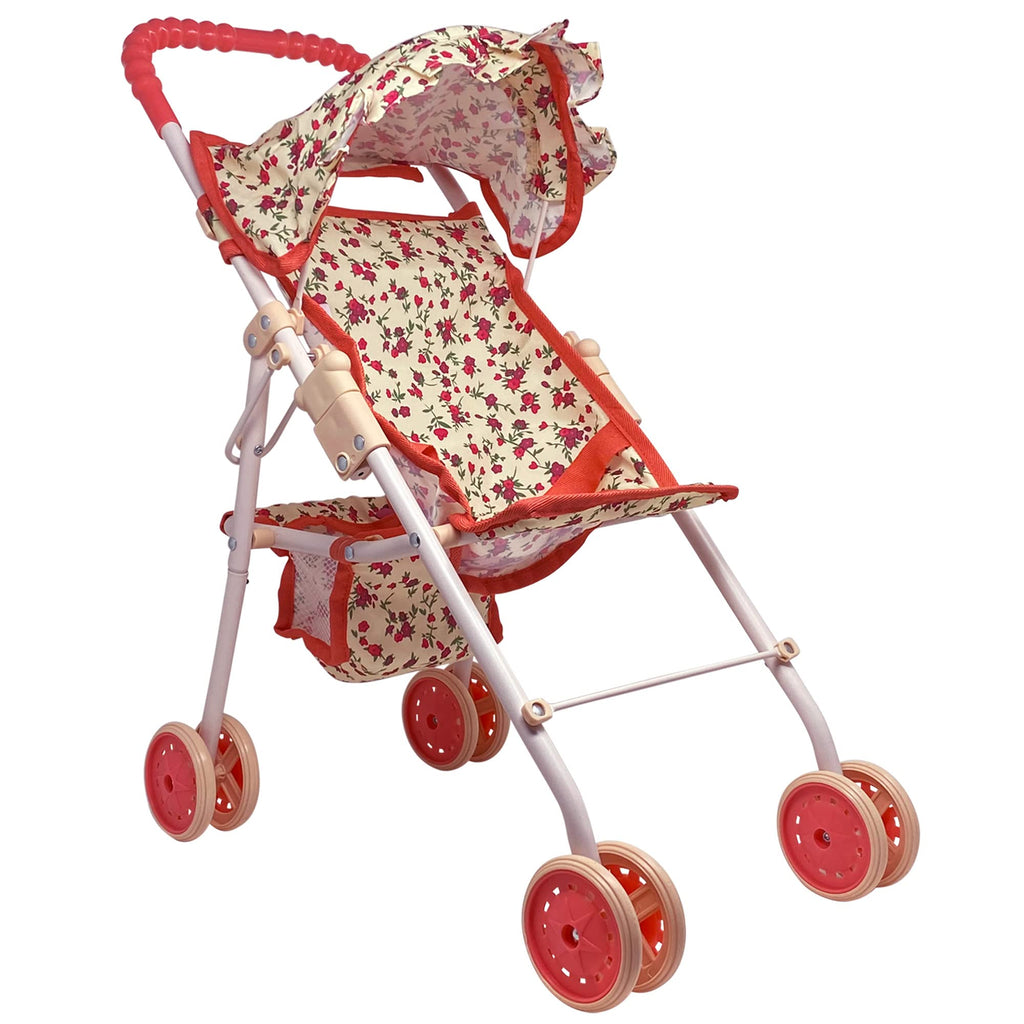 Baby Doll Stroller with Storage Basket, Foldable Frame, Canopy, Seatbelt L8943