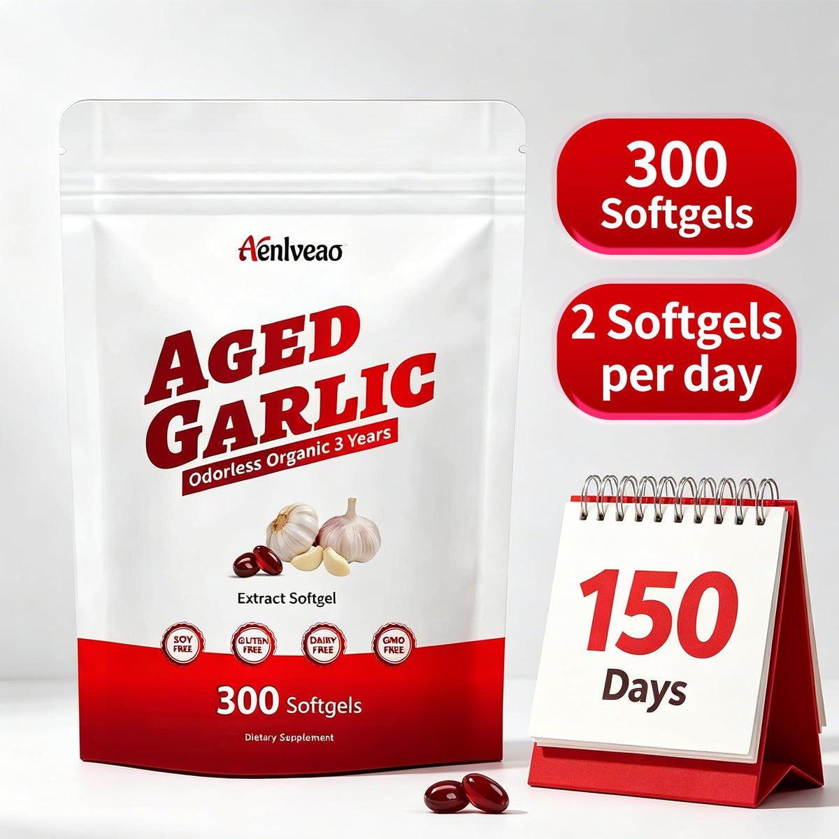 Aged Garlic Extract Supplements 300 Softgels J511