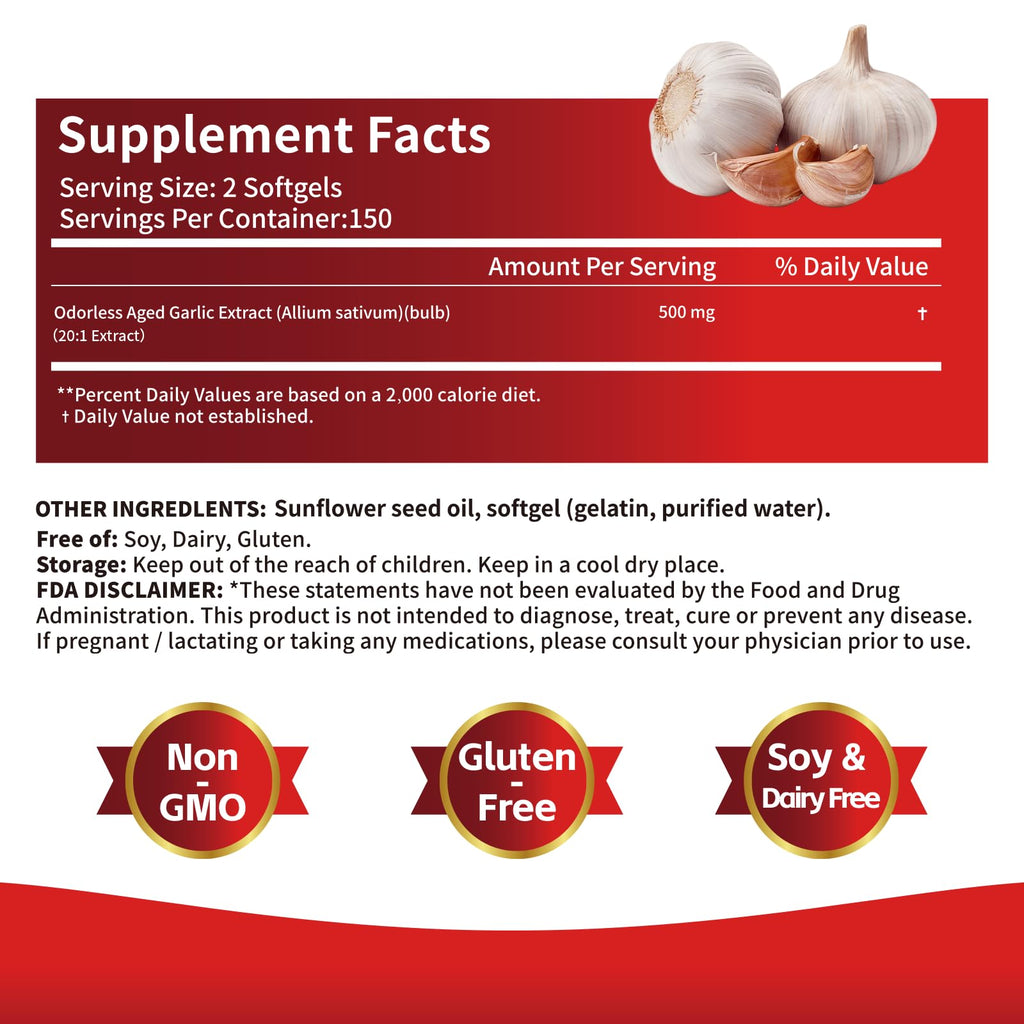 Aged Garlic Extract Supplements 300 Softgels J511