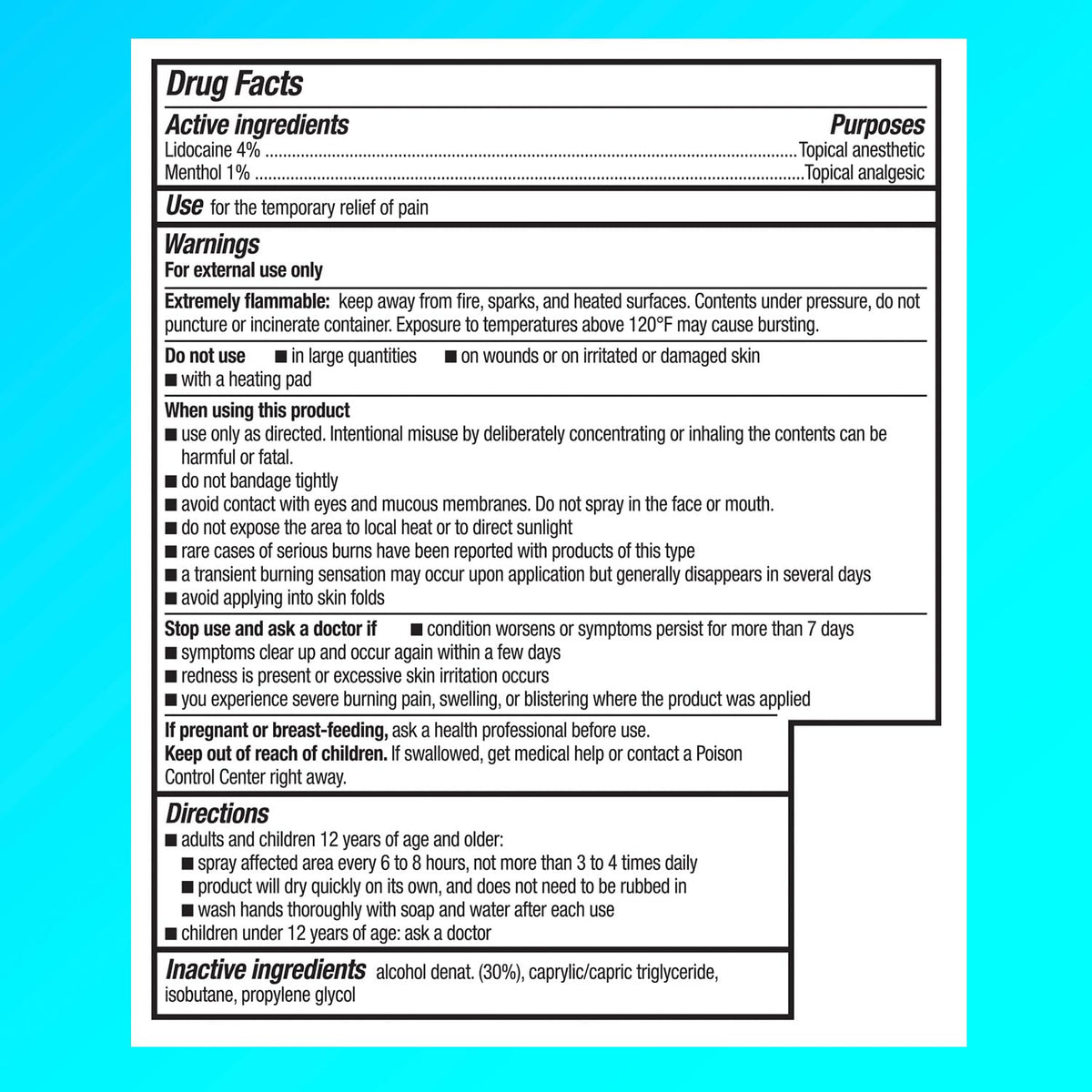 Lidocaine Pain Relief Dry Spray 4 oz L481810