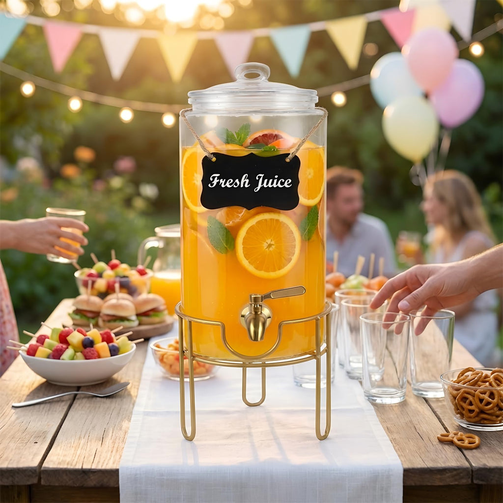 1 Gallon Glass Drink Dispenser with Stainless Steel Spigot C6738