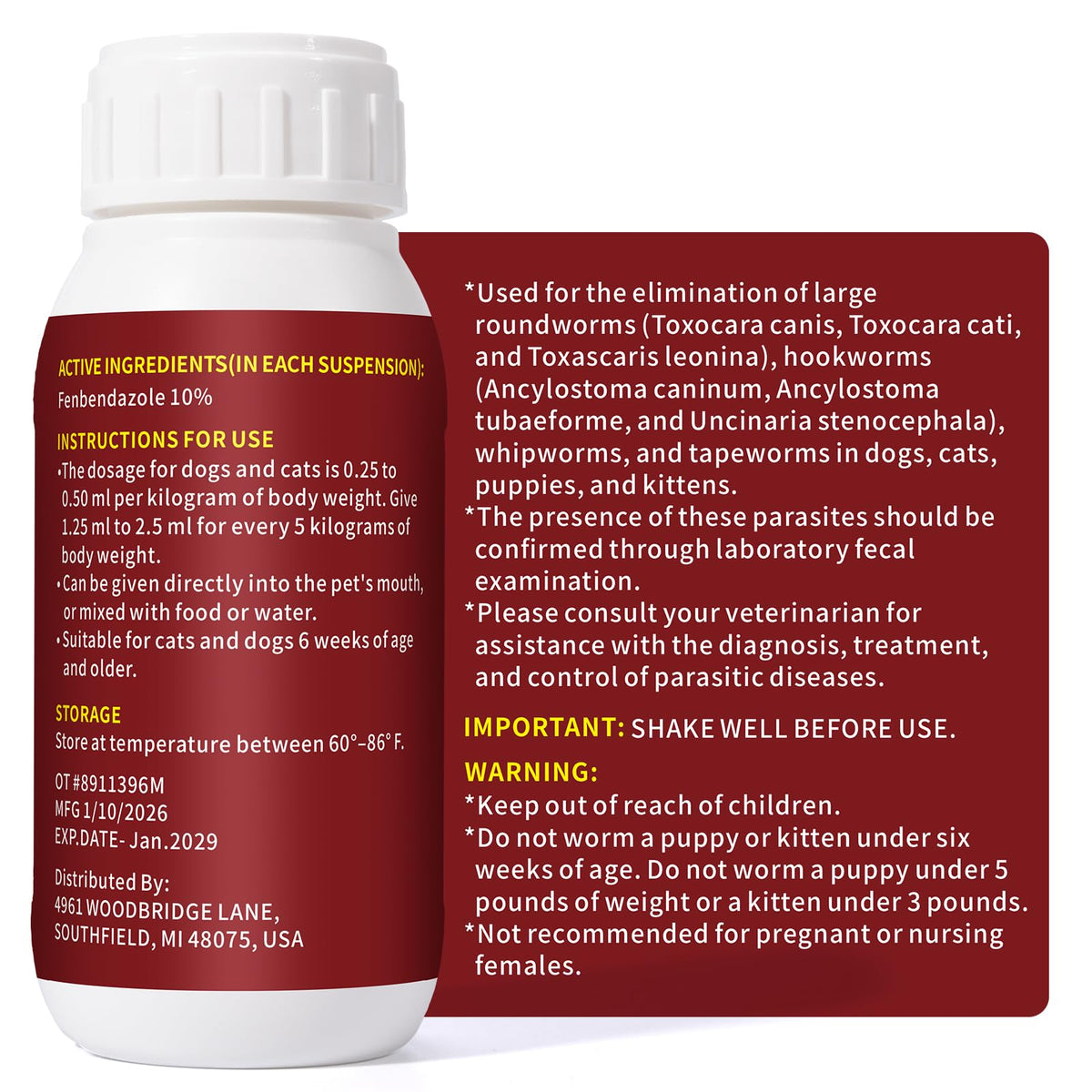 Fenbendazole Dewormer 100 ml Liquid S921