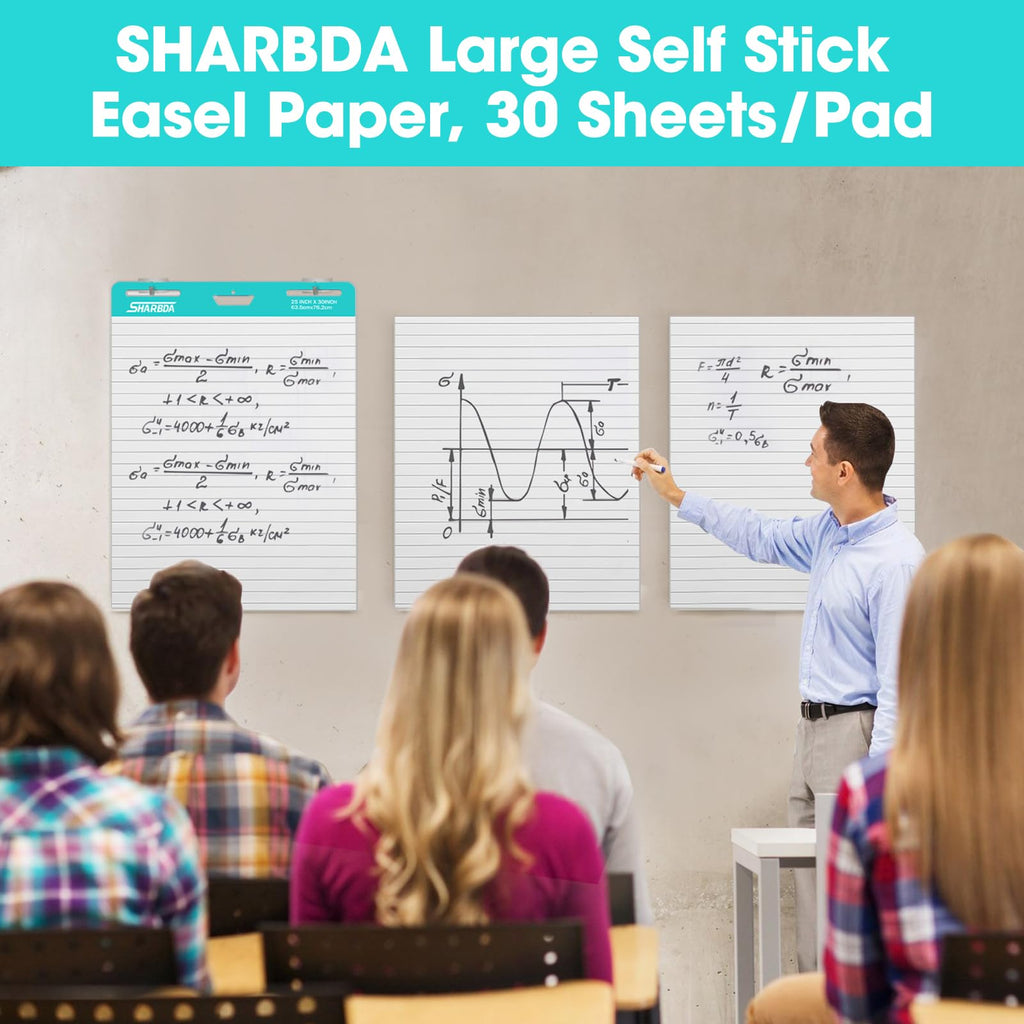 Self-Stick Flip Chart Paper, 25 x 30 inch, 4 Pads, 120 Sheets T826