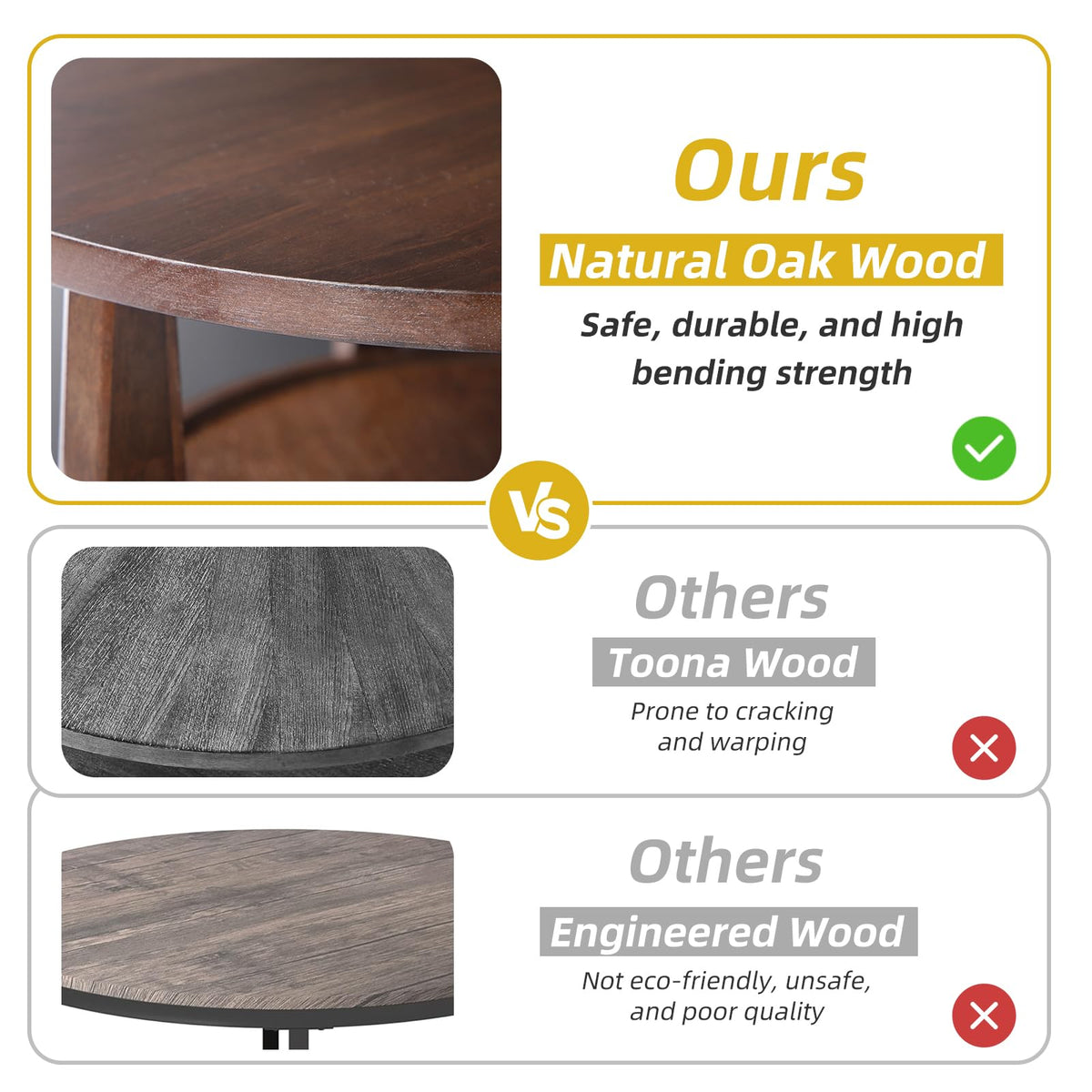 Dark Brown 2-Tier Round Coffee Table with Drawer O625